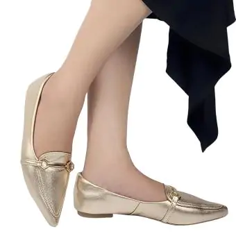MOCASSIM METALIZADO | BICO ALONGADO COM ENFEITE EM ABS dourado - Código 16664094952-18